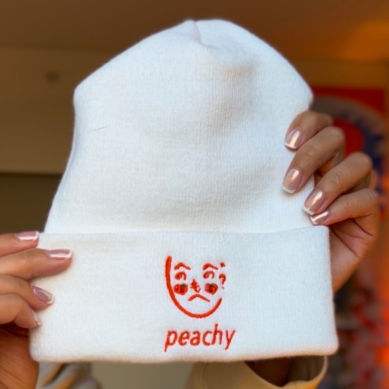 Peachy Embroidered Beanie